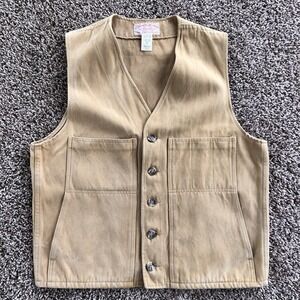 Vintage Filson Moleskin Faux Suede 100% Cotton Vest Size 42 Beige Made In USA